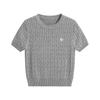 Neuer Sommer Damen Slim und Schlankmachender, Vielseitiger Einfarbiger Pullover, Geflochtener Retro Kurzer Strickpullover, T-Shirt Top