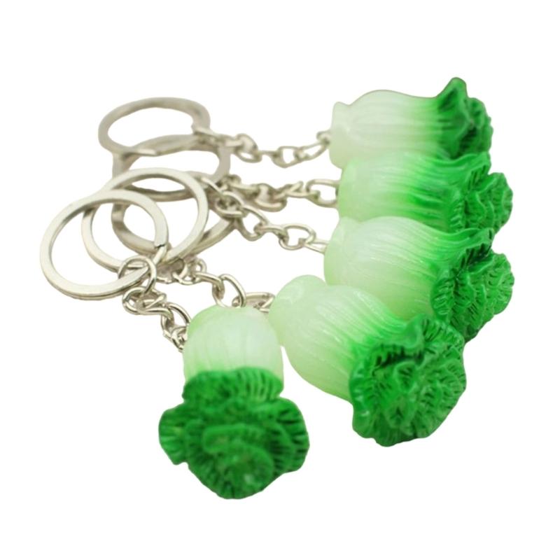 5pcs Chinese Cabbage Keychains Simulated Vegetable Grape Pendant Key Chain Car Keyring for Bag Purse Jewelry Accessory