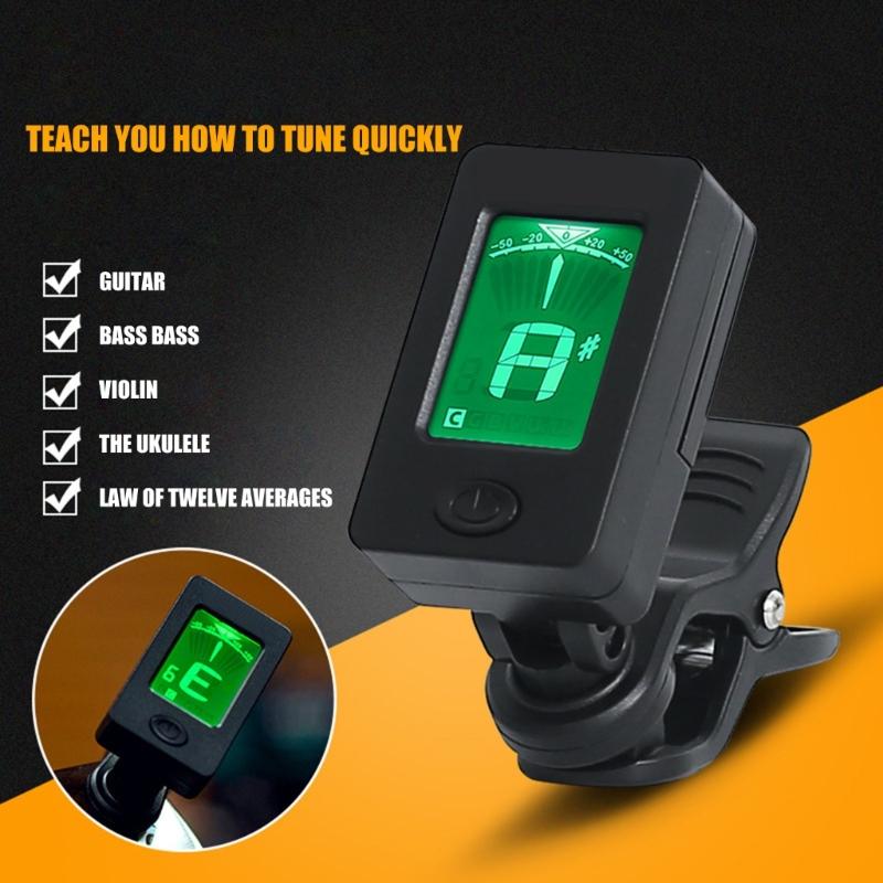 Guitar Capo Metronome Rotatable Musical Instrument Tuner, Guitar Tuner Clip On, Digital Electric Tuner with LCD Display