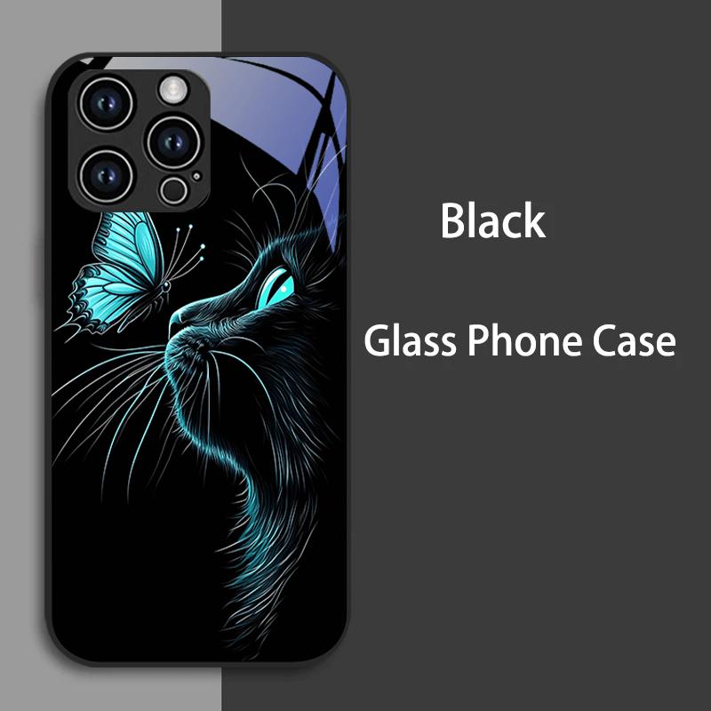 Glass Case For iPhone 16e 16 Pro Max Tempered Glass Fashion Cases For iPhone 11 Pro 12 13 Mini 14 15 Plus Hard PC Phone Cover