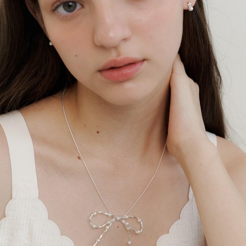 

GETMEBLING Ribbon beads pearl Necklace ONE(N402)