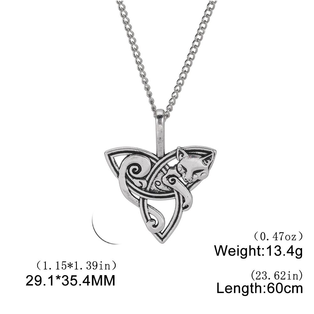 Dawapara Collier Pendentif Renard Triquetra Animal Nœud Celtique Bonne Chance Amulette Irlandaise Collier Nordique Bijoux Religieux