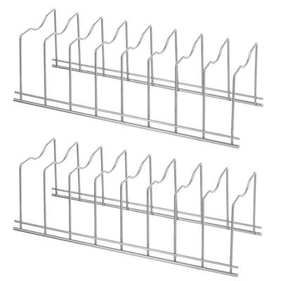 SANNO Dish Stand, Frying Pan Stand, Pot Lid Storage Rack, Dish Storage, Draining Rack, Stainless Steel, 3.5cm Spacing X 8, 2 Pieces