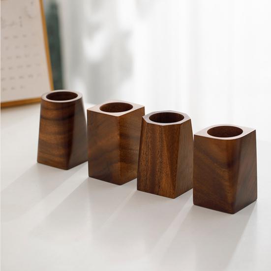 Drewniany Orzechowy Pojemnik na Długopisy Pojedyncza Tubka w Stylu Ceremonii Herbacianej Organizer Ręcznie Robiony Przechowywanie na Biurko na Pędzle Narzędzia Elegancki Wystrój Biura