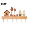 Modern Wood Wall Hanger Wooden Key Holder with 6 Hooks, Decorative Entryway Organizer Pet Leash for Rack, Easy Mount Installation Home Office