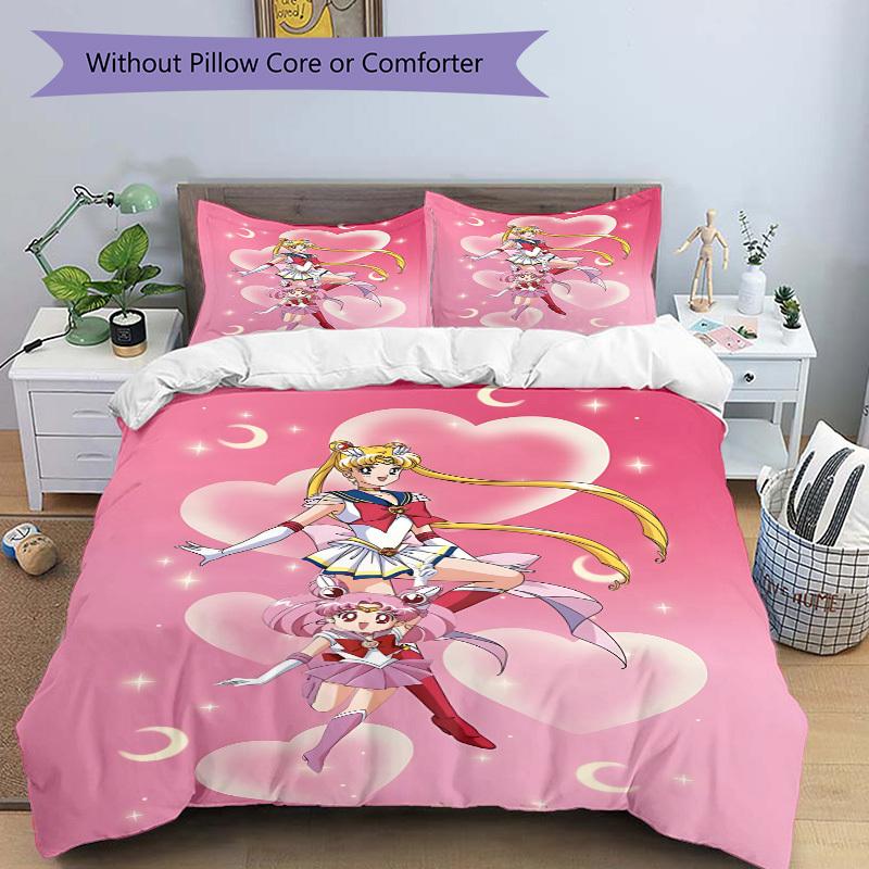 3pcs Sailor Moon Bedding Set. Soft and Comfortable with No Core Included (1x Duvet Cover + 2x Pillow Covers) yy251010174