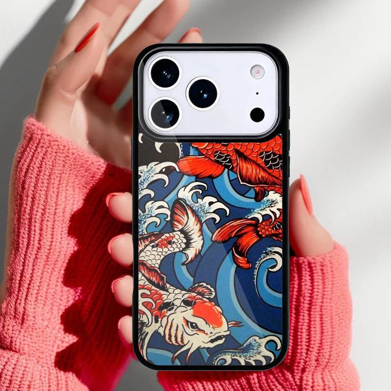 Koi Carp Fish Japanese Skull Tattoo Phone Case for iPhone 17 16 15 14 13 Pro Max Back Cover for 12 11 Pro Coque