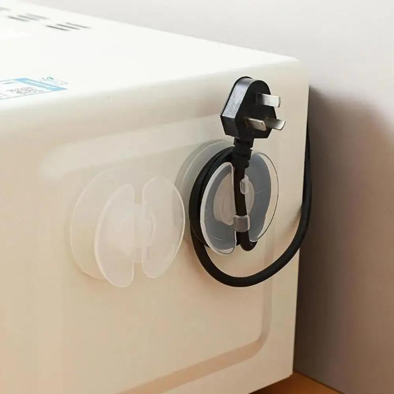 1pcs Wear Resistant Cord Organizer Self Adhesive Hook Round Storage Case Wire Management Transparent Wire Fixing Clip Desk