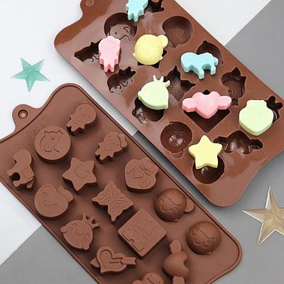 Couples Silicone Chocolate Mold DIY Cute Cartoon Characters Ice Grid Mold Jelly Cookies Moon Cake Gummies Making Tool Cake Decor