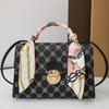 2022 New Retro Printed Silk Scarf One-Shoulder Crossbody Square Bag - Women's All-Match Casual Bag