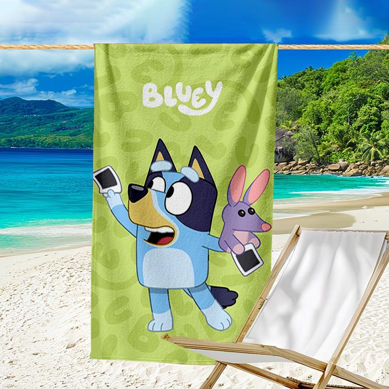 Ultra-Soft Beach Towel with Bluey Theme,Ideal for Pool - Camping, Diving - Perfect Travel Essential, Vibrant Beach Towel.
