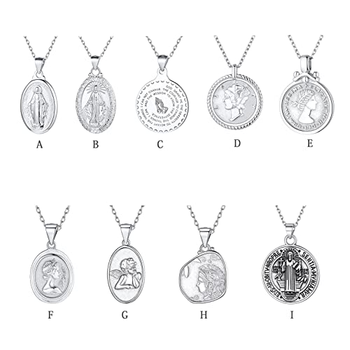 ChicSilver Virgin Mary Necklace for Women, Sterling Silver, Miraculous Medal Pendant, Cross, Amulet, Men's Accessory