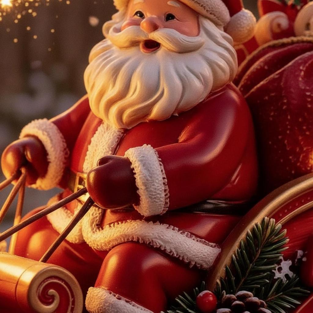 Santa and Reindeer Sleigh Decorative Yard Stake Figurine Eye-Catching for Lawn