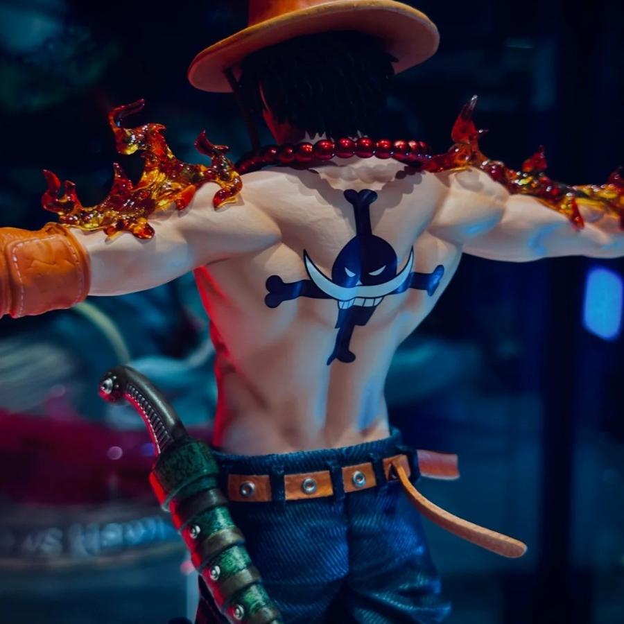 New One Piece Lx Three Brothers Cross Ace Statue Model Anime Figurine Desktop Decorative Ornament Gift