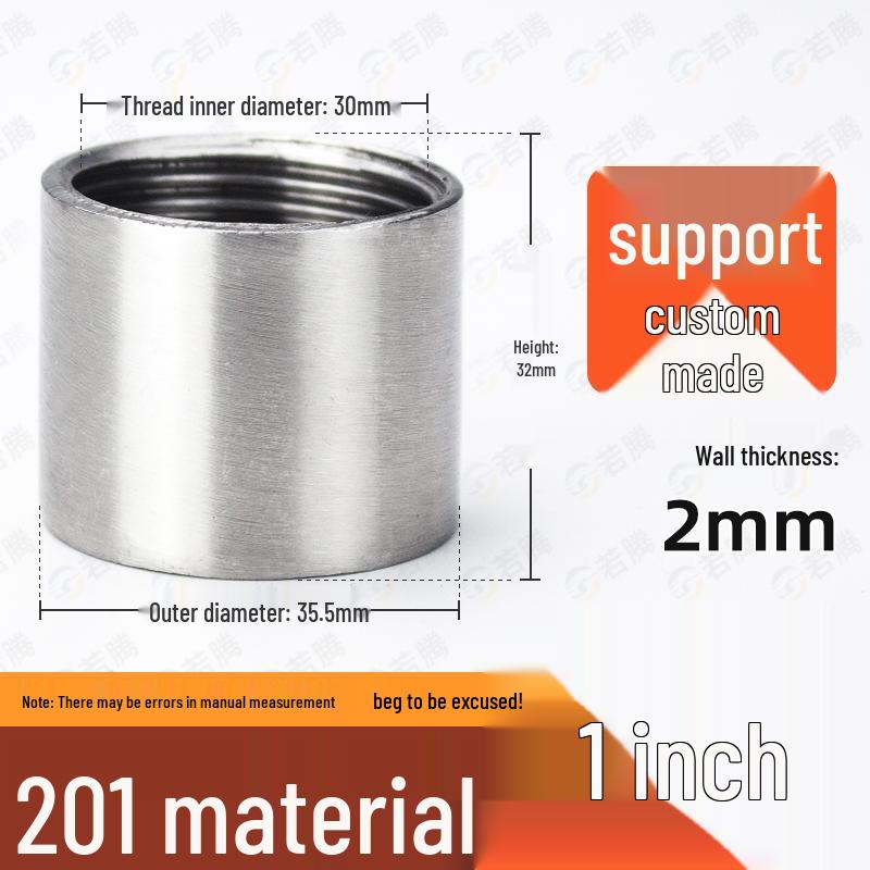 304 Stainless Steel Double Female Thread Pipe Fitting, Internal Thread, 4 to 6 Points, 1 Inch