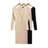 Spring 2025 Sexy Deep V-Neck Long-Sleeve Knitted Sweater Dress
