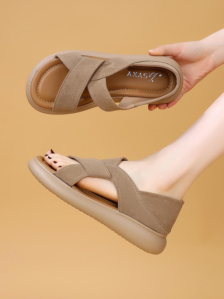 Fashion Sandals Closed Heel Beach Shoes Slip-on Loafers Summer Women's Nubuck Large Size Girls Flat Elastic Band Comfort Gladiator 2025