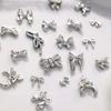 10Pcs Silver Alloy Nail Art Bow Charms Accessories Parts For Manicure Decorate Retro Nails Decoration Design Supplies