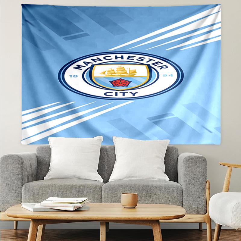 Manchester City Football Club Tapestry for Bedroom Aesthetic Classroom Tapestries Wall Hanging for Living Room Dorm Office,Ideal Creative Gift