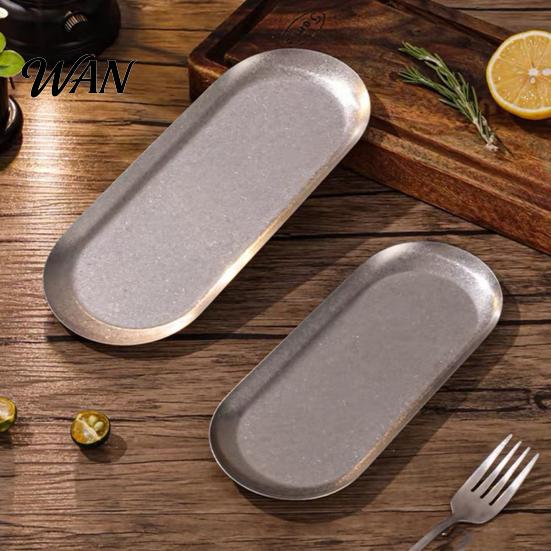 Outdoor Camping Plate Stainless Steel Serving Tray Retro Japanese Style Oval Dessert for Rustic Towel Holder Dish Home Kitchen Heavy Duty Metal