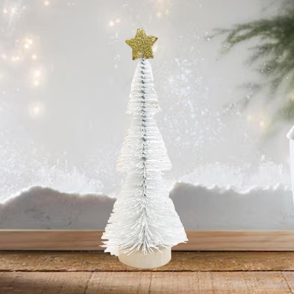 25cm Miniature Christmas Tree on Wood Base, Ideal for Table Decorations