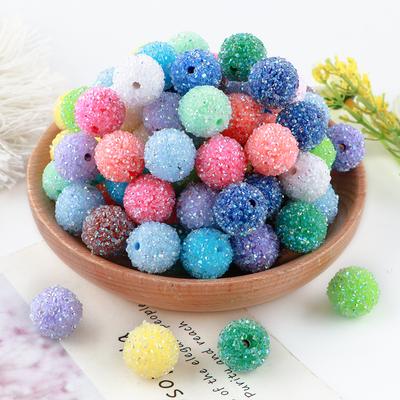 20Pcs 20MM Resin Round Acrylic Beads Sugar Sand Pasting Process Fashion For Jewelry Making DIY Handmade Bracelets Accessories