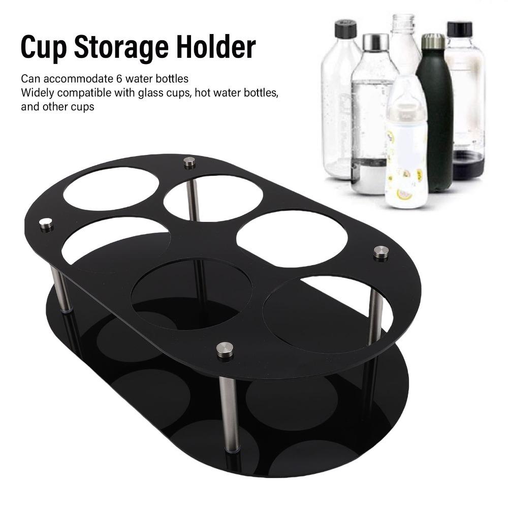 6 Slots Water Bottle Organizer Acrylic Cup Holder Stand for Cabinet Pantry Countertop Home