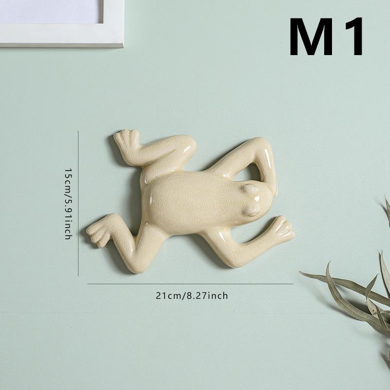 Nordic Style Ceramic Frog Wall Hanging Ornaments Living Room Background Display Crafts 3D Frog Wall Hanging Decoration