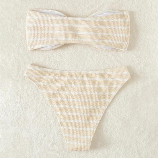 2Pcs/Set Summer Bikini Set Backless Bathing Soft Striped Print Women Swimwear Water