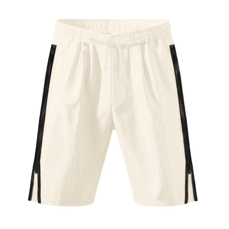 Men Side Zipper Drawstring Waist Quick Dry Casual Shorts S абрикосовый