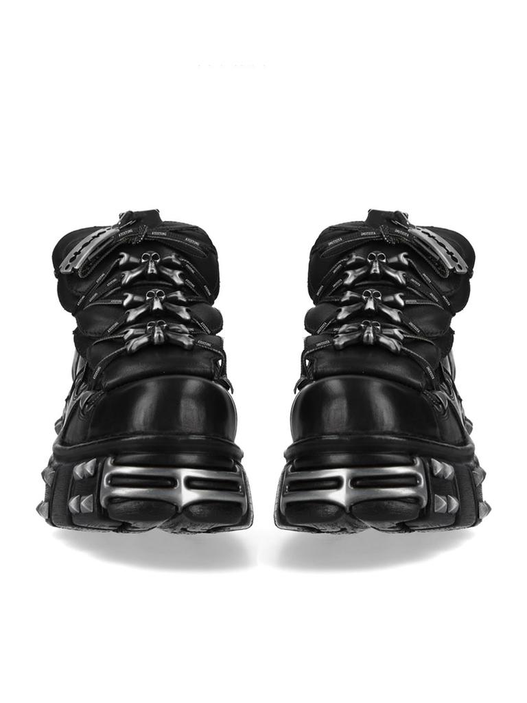 Marque Design Qualité Chaussures Punk Gothiques pour Femmes Confortables Talon Haut Décoration Métallique Rivet Beau Bottes de Moto