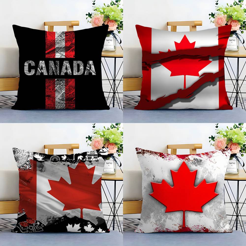 Canada Canadian Flag CA Leaf Pillow Case Sofa Short Plush Double-sided HD Printing Room Home Office Gift Cushion Cover