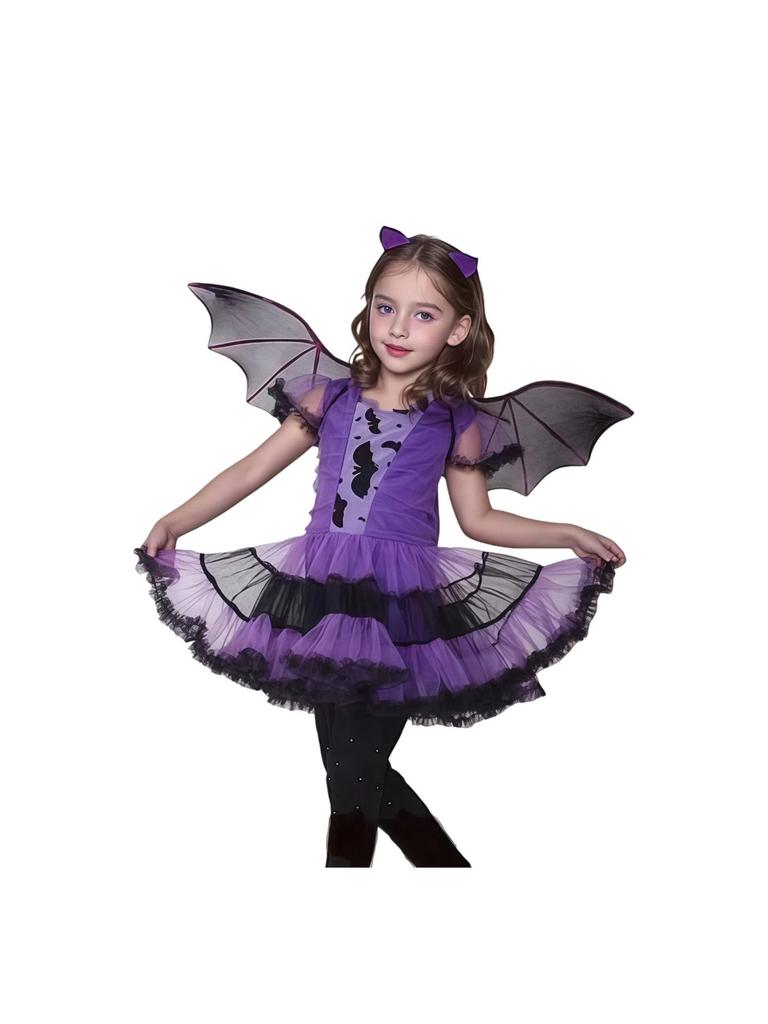 Purple Bat Girl Witch Costume - Children's Halloween Cosplay Outfit