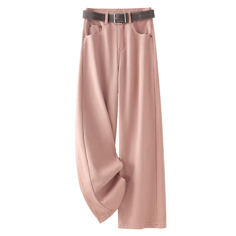 

Women s Pink Fleece-Lined Retro Wide-Leg Jeans for Autumn & Winter 2024 XL