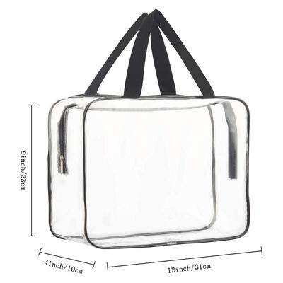 Large Clear Makeup Organizer Bag, Water-resistant Tote Storage Bag, Portable Transparent Handbag for Travel Home