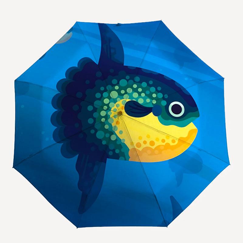 1PC Oceanic Sunfish Mola Mola Automatic Folding Umbrella Portable Collapsible 8-Rib Umbrella for All Seasons, Casual Outdoor Accessory, A47