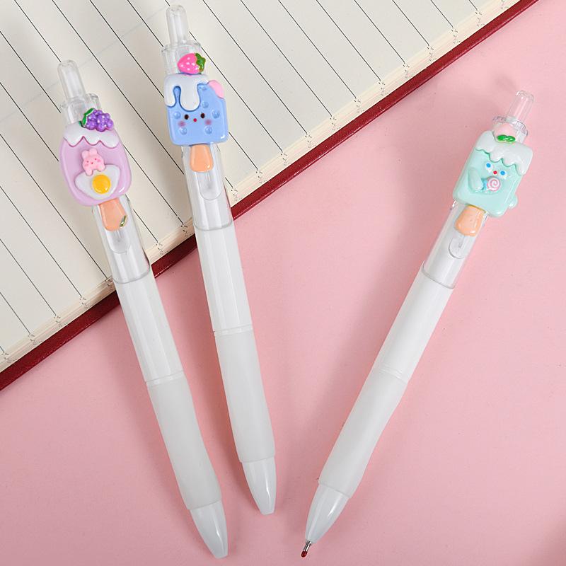 36Pcs Ice Cream Patch High-Value Exam-Taking Pen, Girly Retractable Gel Pen Stationery School Office Supplies Prize Gift Writing Tools Holiday Gift
