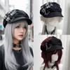 Spice Cross Gothic Lolita Hut Dunkel Kariert Punk Kappe Vintage Damen Herren Baretts Musikfestival