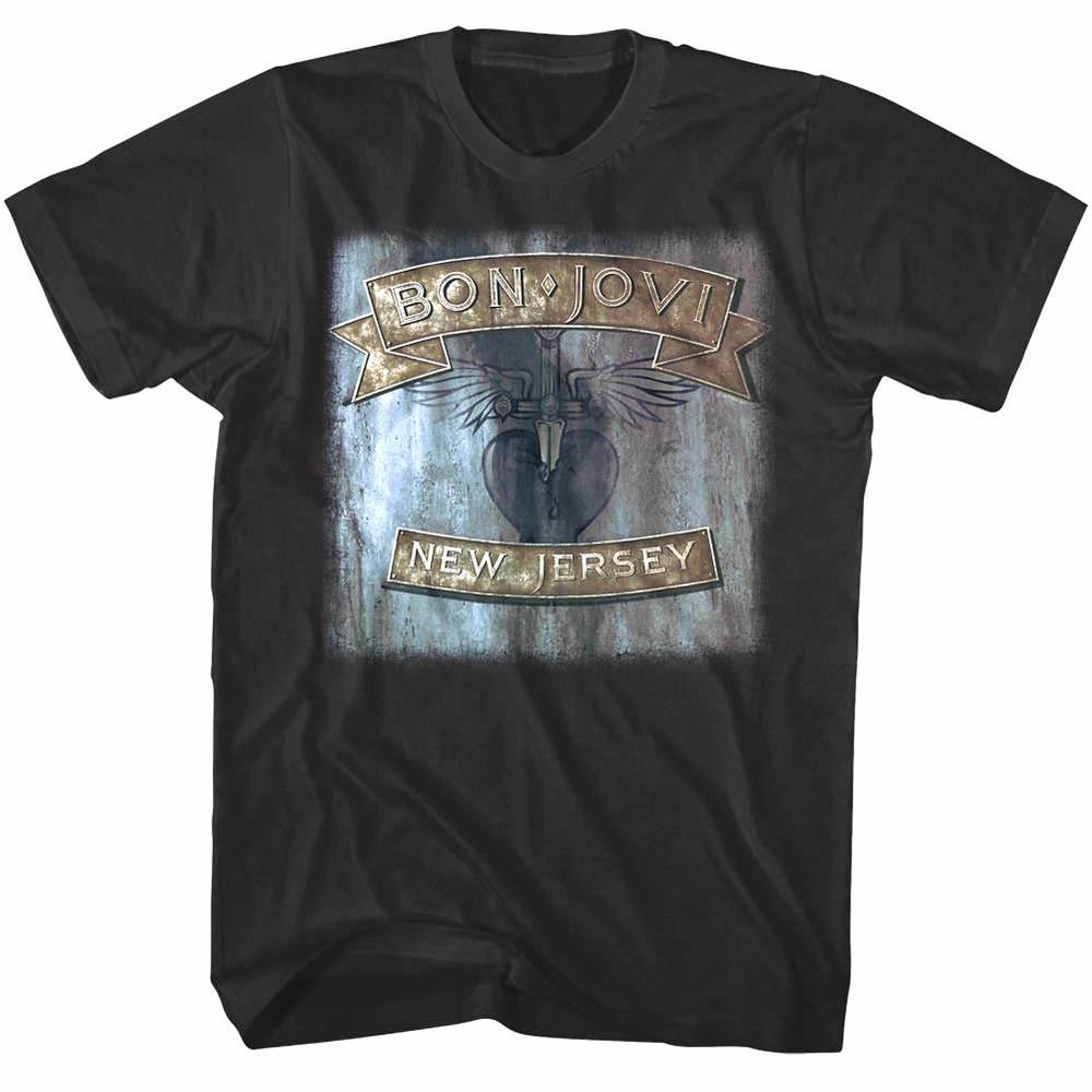 Bon Jovi New Jersey Heart Tattoo Men's T Shirt Rock Band Album Tour Music Merch