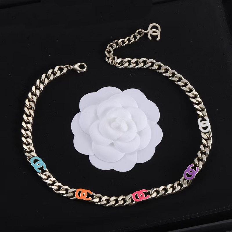 2025 Unisex Double C Enamel Twist Chain Necklace - European & American Fashion Clavicle Style