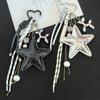 Keychain Pendant Matte-Glossy Finish Imitation Leather Five-Pointed Star Key Chain with Metal Heart Buckle
