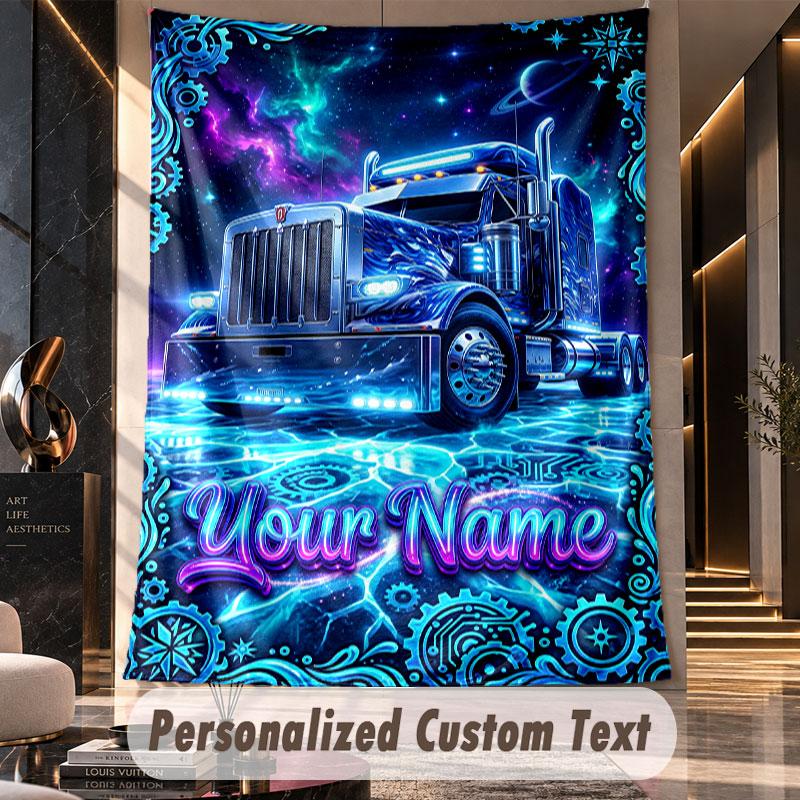 Camion (1) Arazzo Personalizzato con Tema Testo Nome Personalizzato Appeso a Parete Arazzo Decorazione per la Casa Tessuto di Sfondo