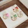 Vintage Y2K Cute Cartoon Handmade Enamel Drop Oil Colorful Mushroom Open Stackable for Women Girls Rings Exquisite Party Gifts