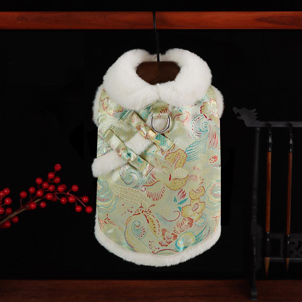 Chinese New Year Pet Outfit with Festival Pattern Traditional Spring Festival Celebrating Pet Costume Vest for Holiday