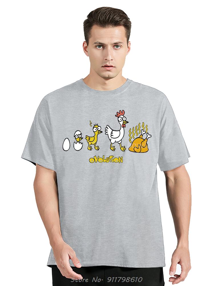 Ovolution Funny T-shirt Chicken Evolution Joke Party Xmas Christmas Gift T-shirt Tops Crew Neck Short Sleeves Fashion Streetwear