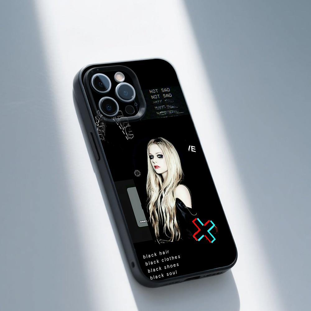 A-Avril Skate punk L-Lavigne Phone Case For iPhone 16,15,14,13,12,11,Pro,Max,Plus,X,XS,SE,E,Mini,Soft Silicone Black Case