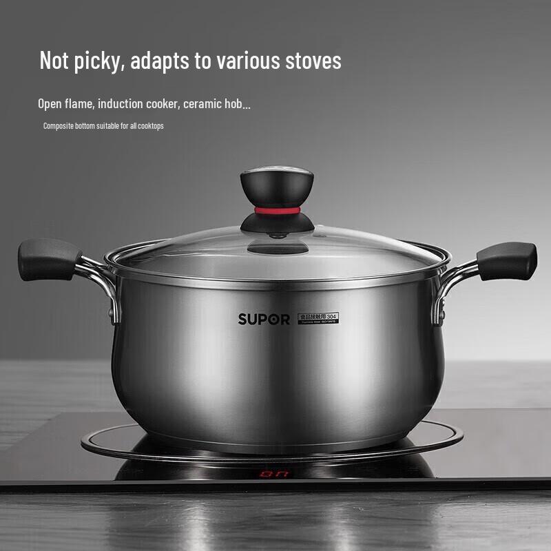 Supor 22cm 304 Stainless Steel Soup Pot with Steamer