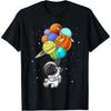 Astronaut Holding Planet Balloons Solar-System Space Girls T-Shirt