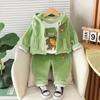 Baby Boys Clothing Set Autumn Winter Cartoon Thick Hooded Jacket Coat Pants 3Pc Suit for Kids Warm Outfits