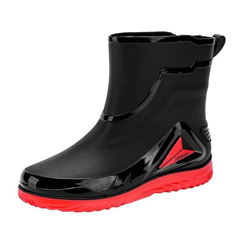 Men's casual fashion rain boots four season comfort light height increasing outdoor wear-resistant waterproof casual rain shoes